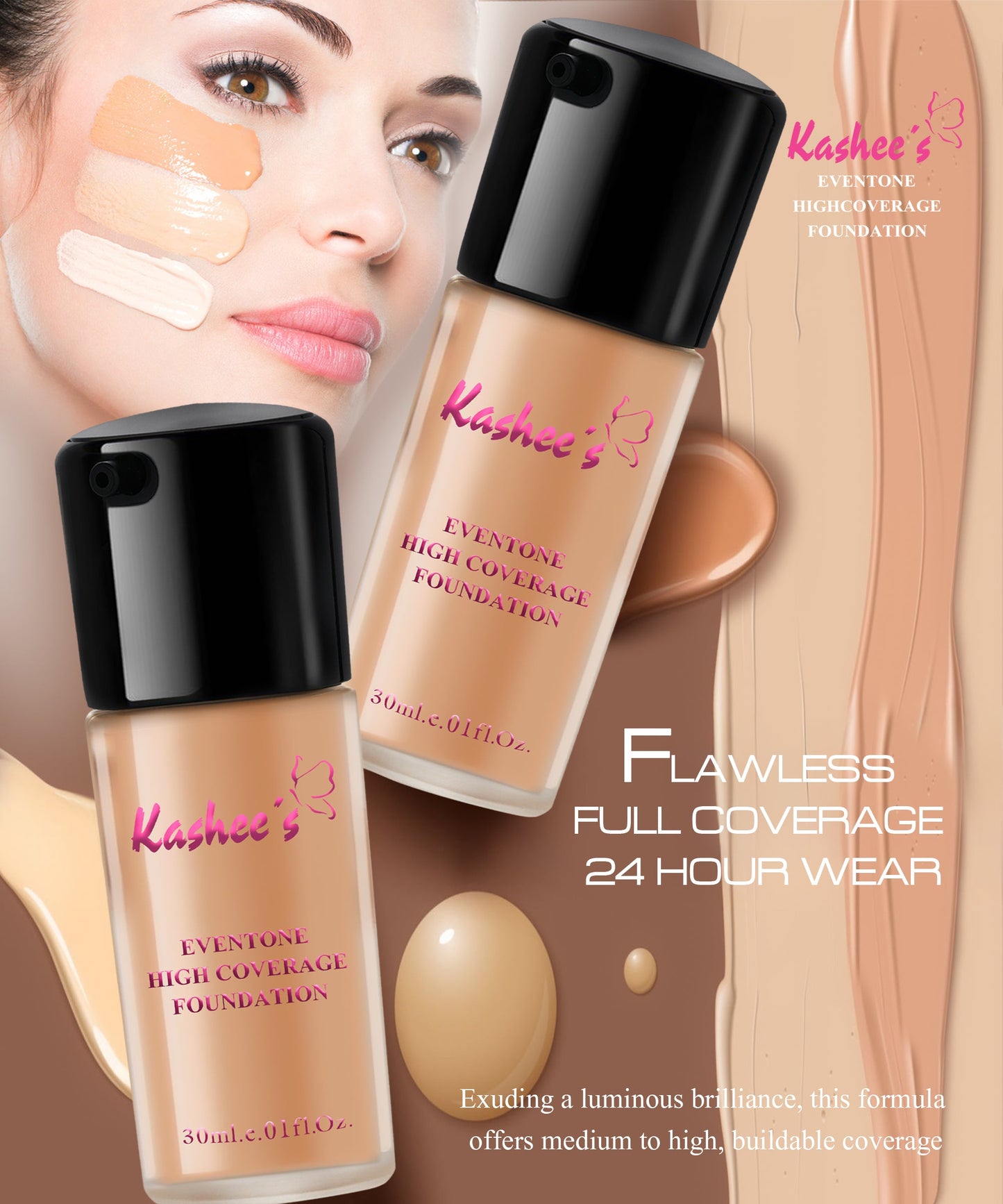 Kashees Eventone High Coverage Liquid Foundation 30ml